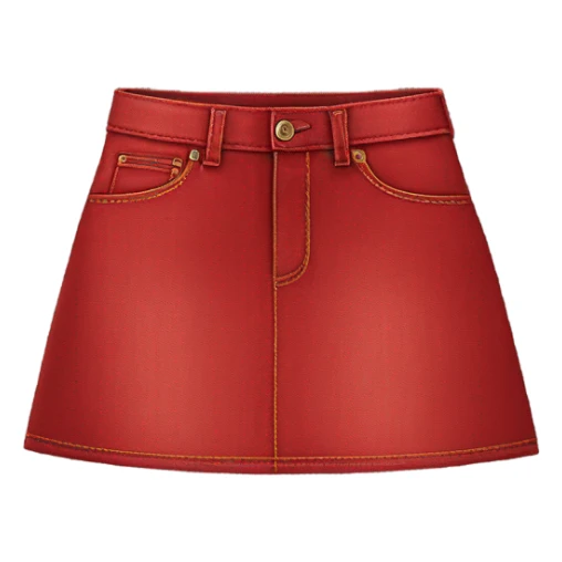 Realistic A-line high waisted red denim mini skirt, isolated sticker