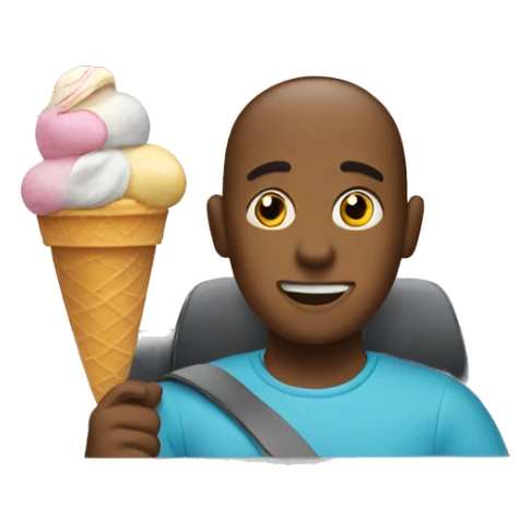 A person in a car with a ice cream sticker