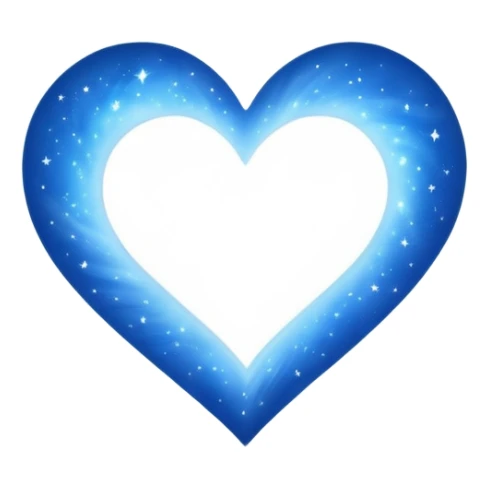 Small white blue heart radiating white light surrounded by a big blue cosmic galaxy heart sticker