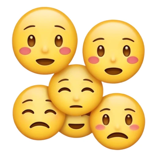 emoji face showing multiple emotions at once, happy on one side and sad on the other sticker