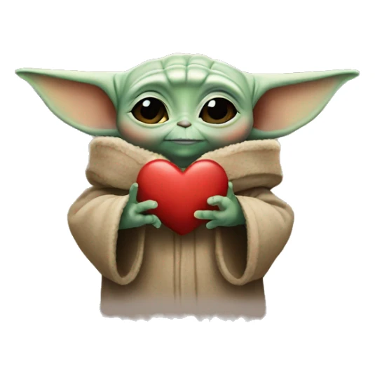 Baby yoda heart hands sticker