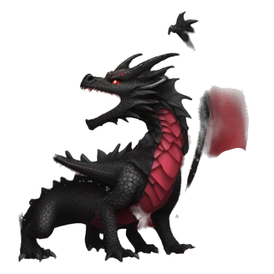 Black dragon breathing red flames, covered in thrones roses sticker