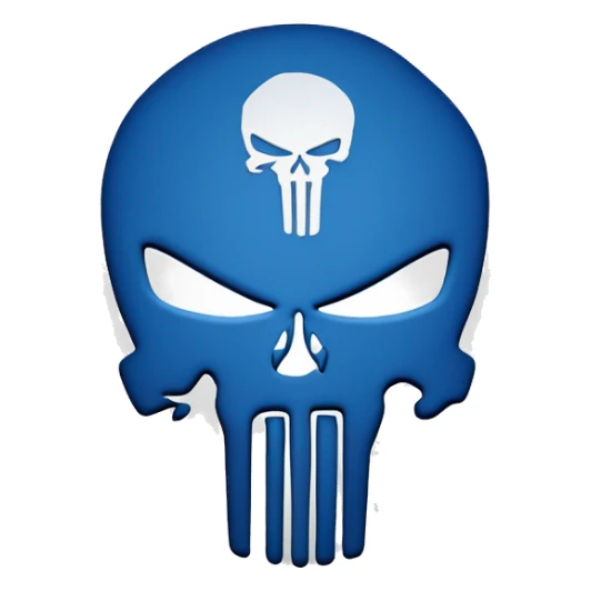 logo of the punisher colored in blue sticker
