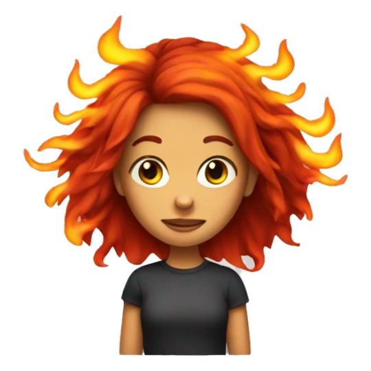 Girl with hair made of flames sticker