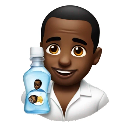 P diddy with a baby and baby oil sticker