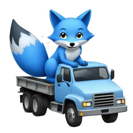 blue fox sits on a truck driving on the road sticker