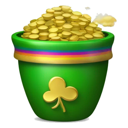 Green Pot of Gold with a Rainbow over the top sticker
