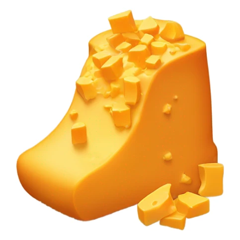 A lot of cheddar cheese being kicked in with a boot ￼ sticker