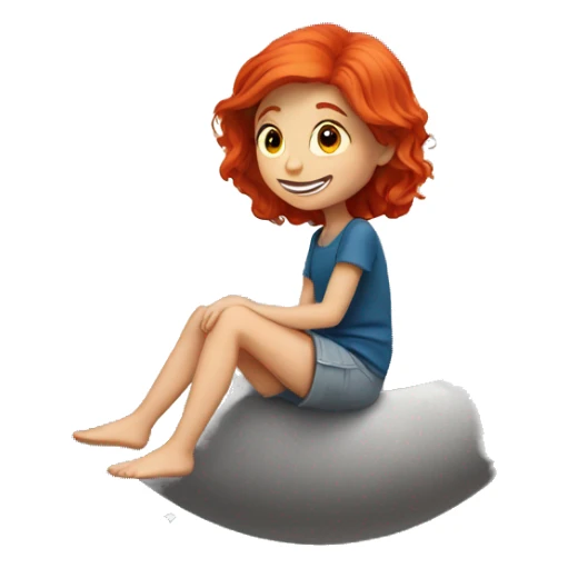 red hair girl sitting on moon sticker