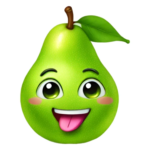 Shiny Green Cute pear with tongue sticker