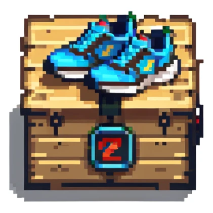 2d power up crate with a running shoe symbol for speed boost sticker
