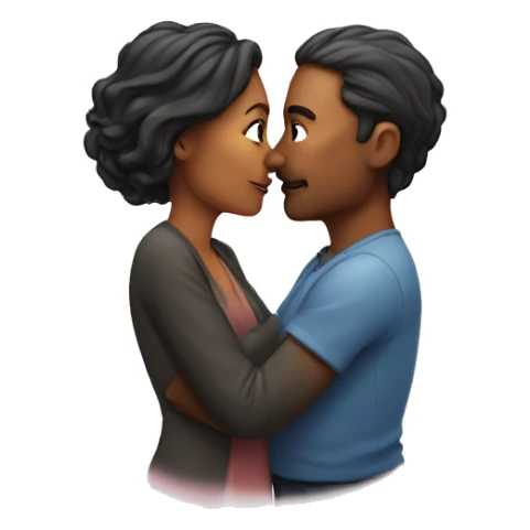 husband and wife in a heart kiss sticker