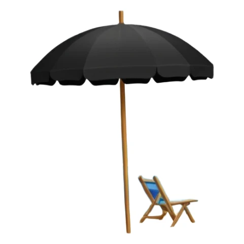 beach with parasol, wave behind parasol, eco-habitat structure, mountain range in background sticker