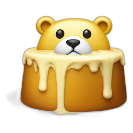 f Yellow bear with White nose and a flat body eating Pudding sticker