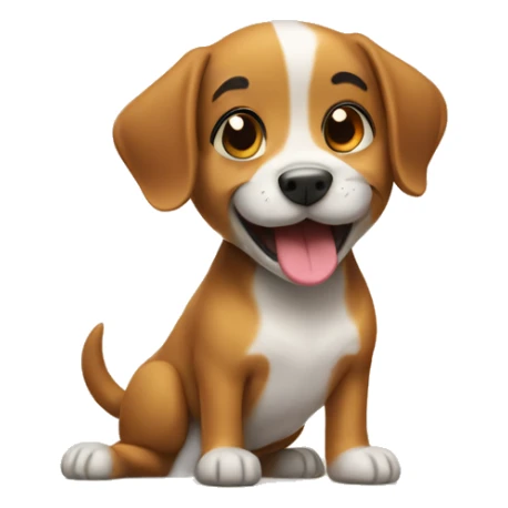 Dog is smilling and with write word Hahaha sticker