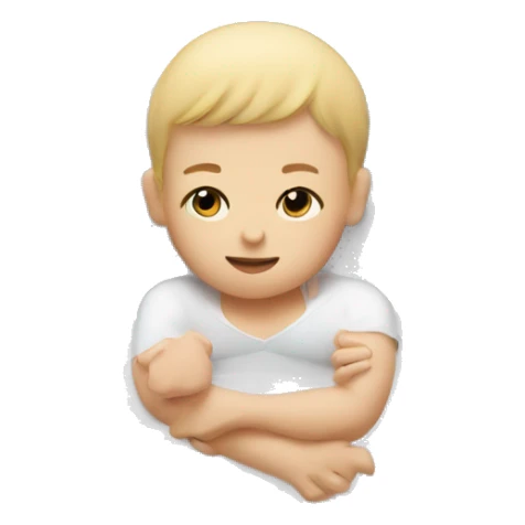 white baby lying in bed with white mom and white dad sticker