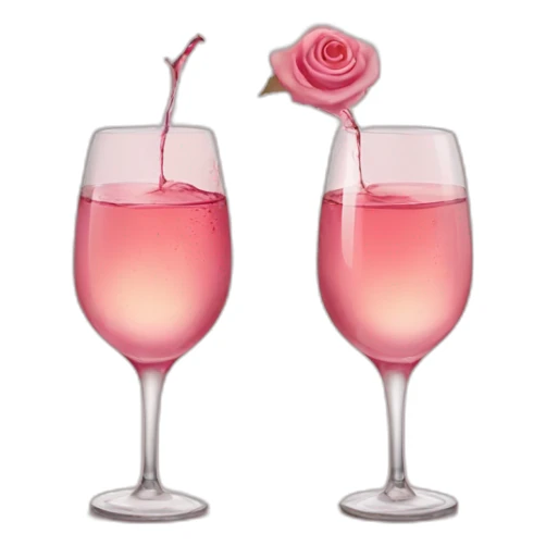 Two glasses of rose wine are clink sticker