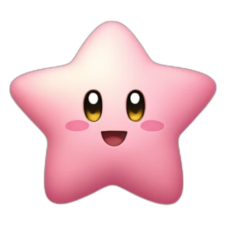 clean cute happy Kirby with a golden star sticker