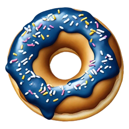 One Donut with navy blue icing and white sprinkles isolated sticker