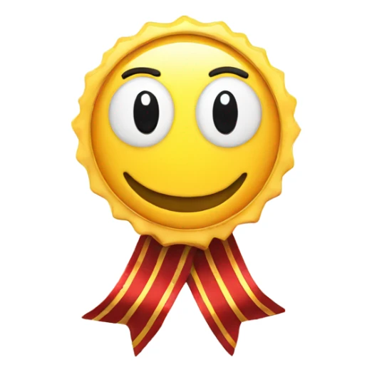 first award badge with a smile sticker