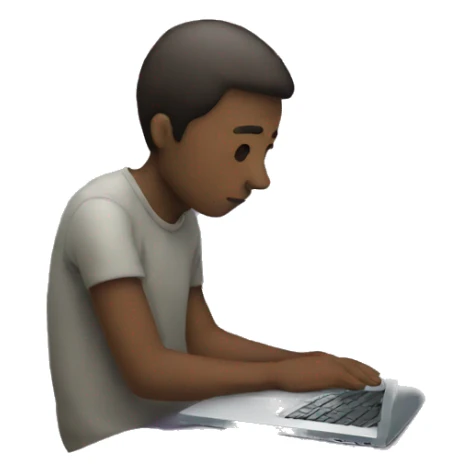 sad person with laptop sticker