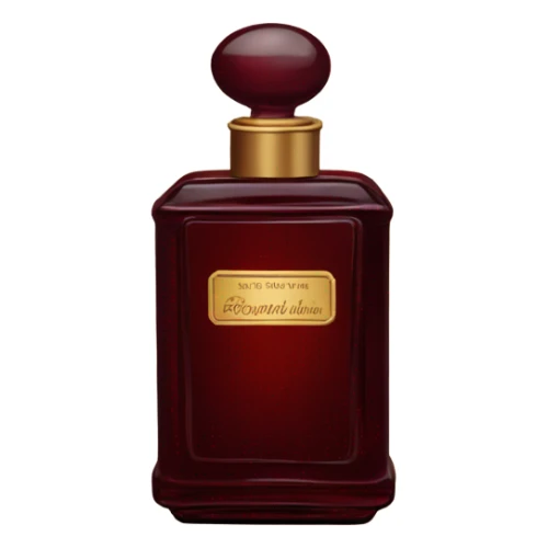Dark red vintage French style perfume bottle with red asters sticker