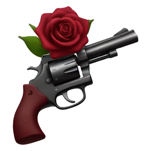 a burgundy revolver and a rose knocked it off sticker
