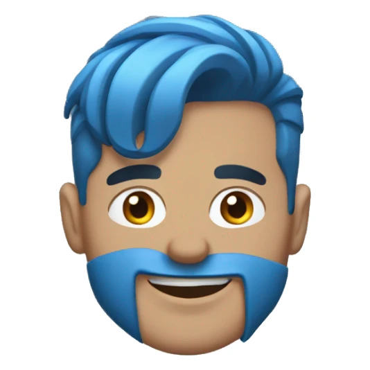 guy with blue hair and low taper fade with blue jacket sticker
