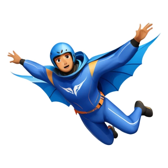 A daring wingsuit athlete soaring between towering mountains, with their wingsuit fully stretched, cutting through the air at high speed. The background features dramatic cliffs and a vast sky, emphasizing the thrill and freedom of base jumping. sticker