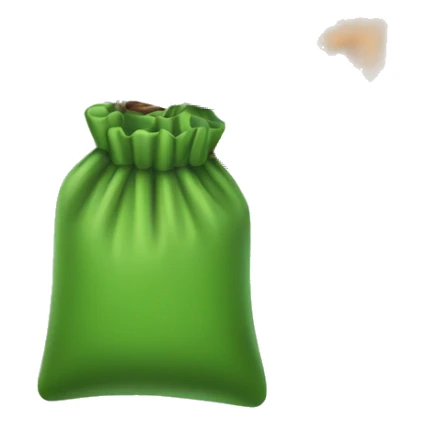 hand holding up a green pouch that is tied with brown string sticker