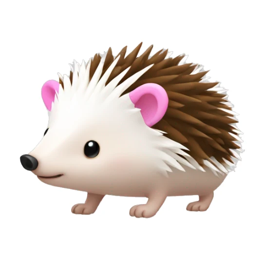 Hedgehog white brown quills one pink ear one brown ear different colored ears  sticker