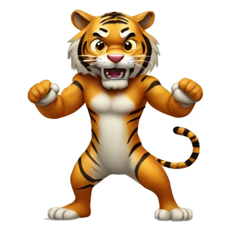 angry tiger on hind legs sticker