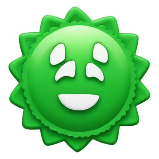 Create an emoji of a green scalloped badge that centers a bold white checkmark  sticker