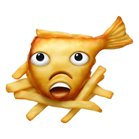 fish and chips on a plate with no eyes which from england traditional food sticker