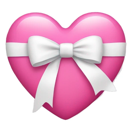pink heart emoji with white bow on top of it  sticker