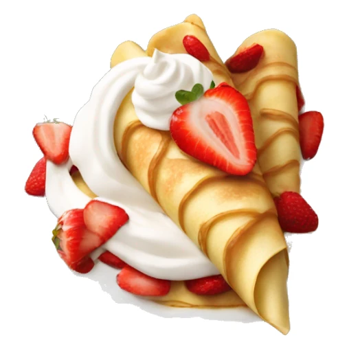 A crepe with strawberries and whip cream on top  sticker