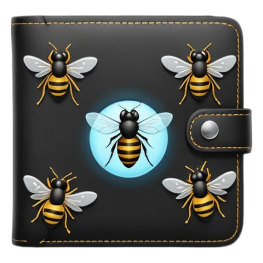 A wallet with flies coming out of it sticker