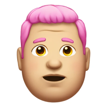 fat man with pink hair sticker