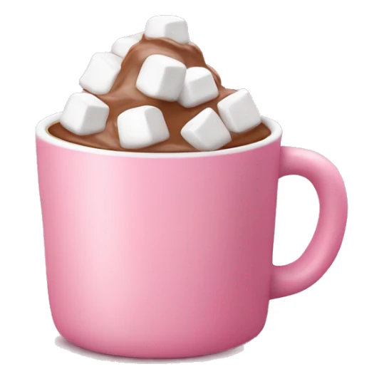 Hot chocolate with marshmallows in a little pink coffee cup sticker