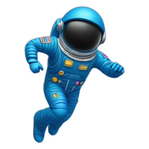 blue spaceman in a blue suit flying straight up into space sticker