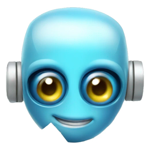 cute blue big-eyed robot holding money sticker