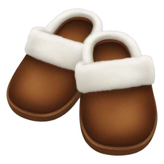 Brown pair of slippers with white fur sticker