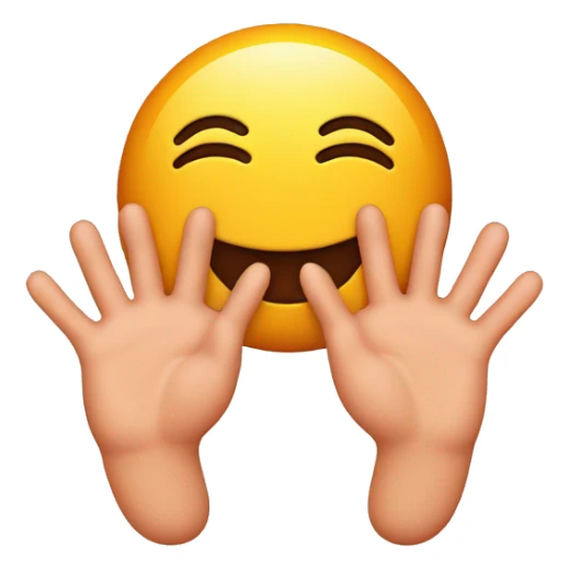 Blushing emoji with hands on it’s face and feet behind it sticker