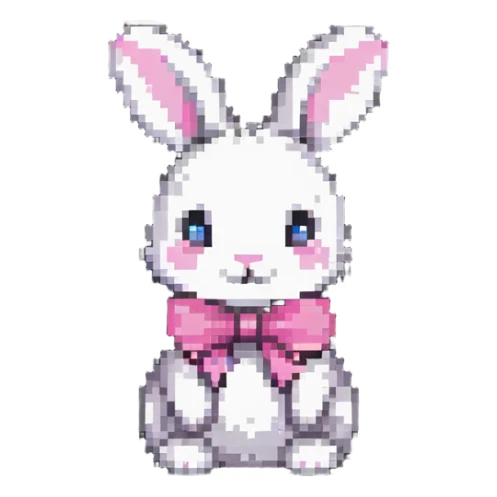 cutesy white bunny rabbit with a pink bow sticker