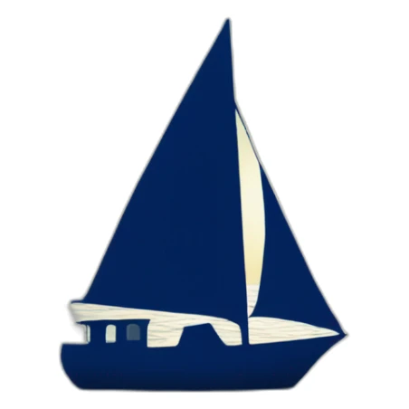 a blue sailing boat silhouette on the sea sticker