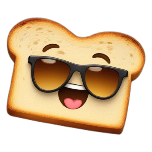 A piece of toast wearing sunglasses sticker