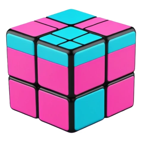 A 3x3 Rubik's Cube partially solved, with 90s American colors like teal, hot pink, neon orange, and electric blue, minimalist design sticker