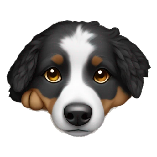 Small black australian shepherd dog sleeping with knit blanket  sticker