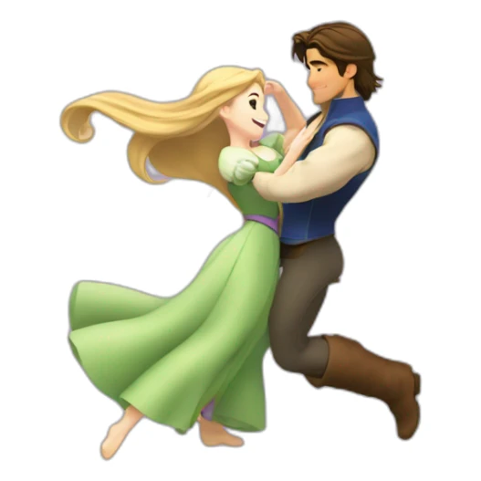 Rapunzel and Flynn Rider dancing anime style sticker