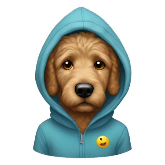 Human in hoodie with head of a Golden doodle   sticker